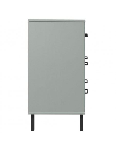 Credenza con 3 Cassetti Grigio 77x40x79,5cm Legno Massello OSLO