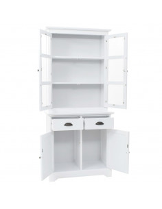 Credenza con Alzata 4 Ante in MDF e Legno di Pino 80x40x180 cm