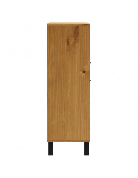 Credenza con Anta in Vetro FLAM 92x40x122,5 cm in Legno di Pino