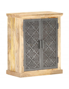 Credenza con Ante in Acciaio 60x35x75 cm in Massello di Mango