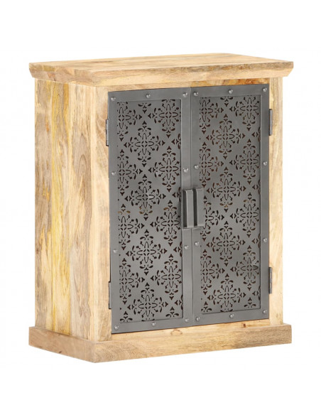Credenza con Ante in Acciaio 60x35x75 cm in Massello di Mango