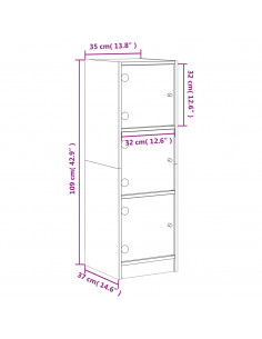 Credenza con Ante in Vetro Bianca 35x37x109 cm