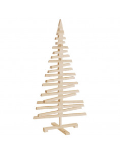 Albero di Natale Decorativo in Legno 120 cm Legno Massello Pino 2