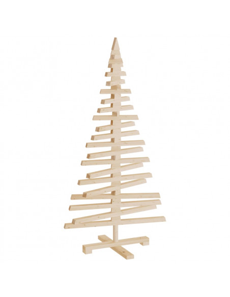 Albero di Natale Decorativo in Legno 120 cm Legno Massello Pino