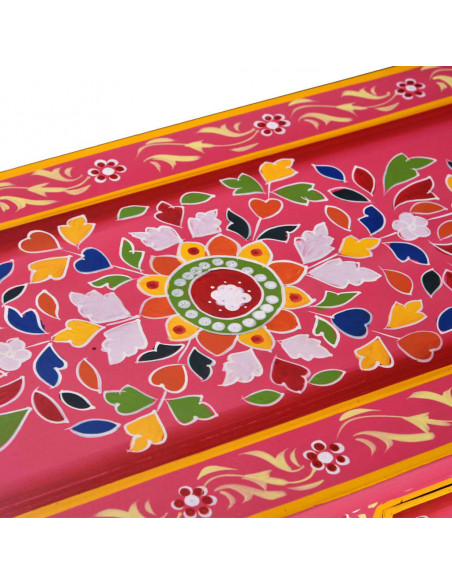 Credenza con Cassetti in Massello di Mango Rosa Dipinta a Mano