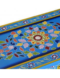 Credenza con Cassetti Massello di Mango Turchese Dipinta a Mano
