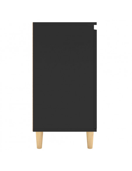 Credenza con Gambe Legno Massello Nera 60x35x70 cm Multistrato
