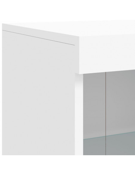 Credenza con Luci LED Bianca 202x37x100 cm