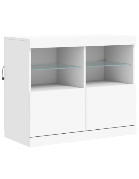 Credenza con Luci LED Bianca 202x37x67 cm