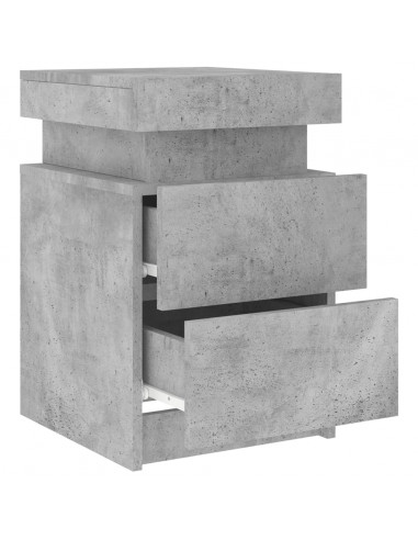 Comodino con Luci LED Grigio Cemento 35x39x55 cm