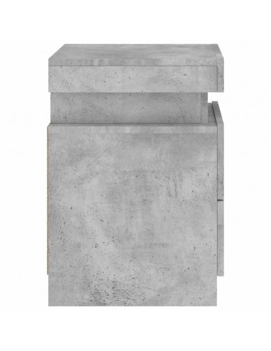 Comodino con Luci LED Grigio Cemento 35x39x55 cm