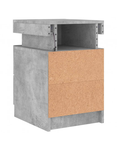 Comodino con Luci LED Grigio Cemento 35x39x55 cm