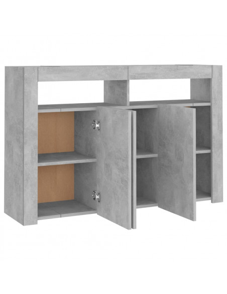 Credenza con Luci LED Grigio Cemento 115,5x30x75 cm
