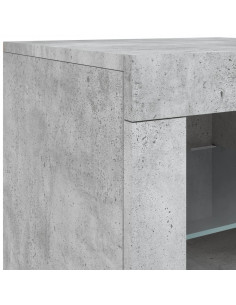 Credenza con Luci LED Grigio Cemento 123x37x67 cm