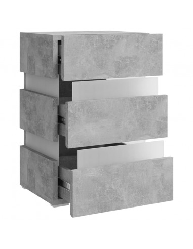 Comodino con LED Grigio Cemento 45x35x67cm in Legno Multistrato