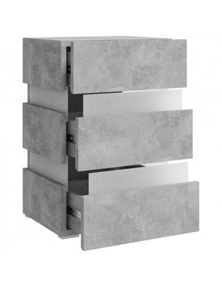 Comodino con LED Grigio Cemento 45x35x67cm in Legno Multistrato