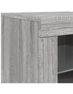 Credenza con Luci LED Grigio Sonoma 142,5x37x67 cm