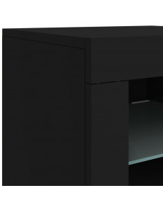 Credenza con Luci LED Nera 142,5x37x67 cm