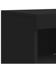 Credenza con Luci LED Nera 181,5x37x100 cm