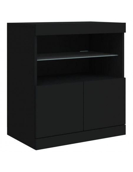 Credenza con Luci LED Nera 181,5x37x67 cm