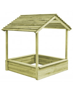 Casetta da Giardino con Sabbiera 128x120x145cm in Legno di Pino 2