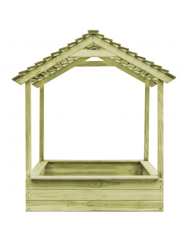 Casetta da Giardino con Sabbiera 128x120x145cm in Legno di Pino
