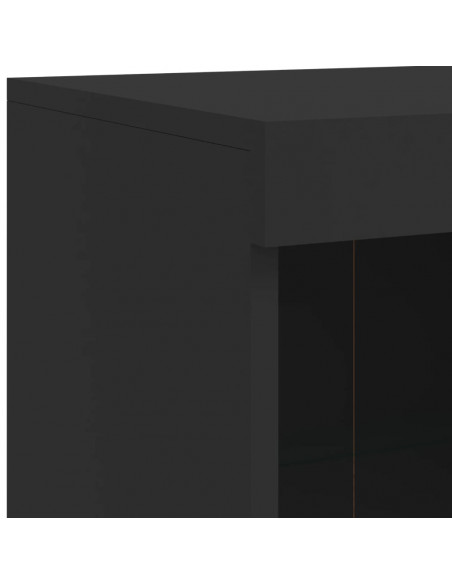 Credenza con Luci LED Nera 202x37x100 cm
