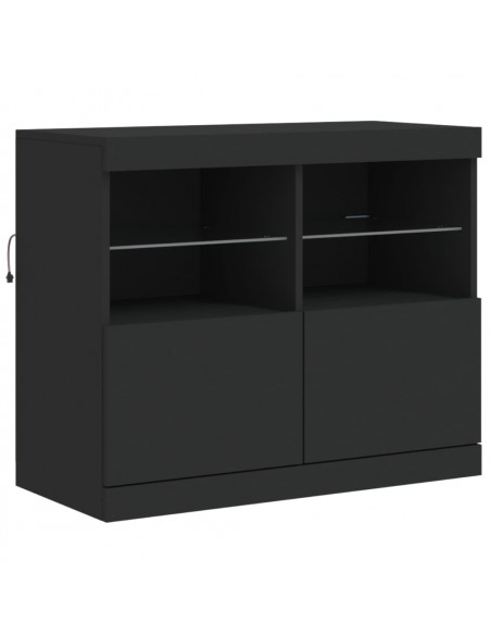 Credenza con Luci LED Nera 202x37x67 cm