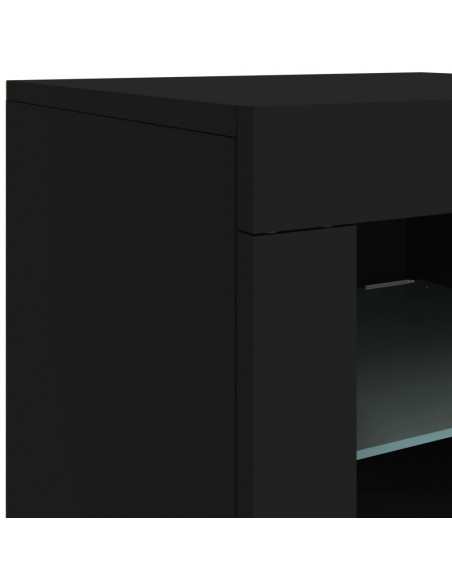 Credenza con Luci LED Nera 283x37x67 cm