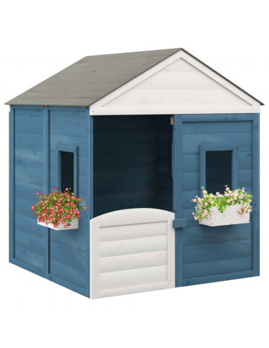 Casetta con Porta Chiudibile e Vasi Fiori Legno Massello Abete