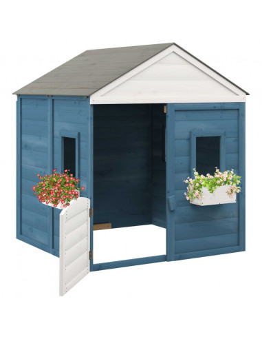 Casetta con Porta Chiudibile e Vasi Fiori Legno Massello Abete