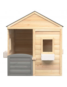 Casetta con Porta Chiudibile e Vasi Fiori Legno Massello Abete 2