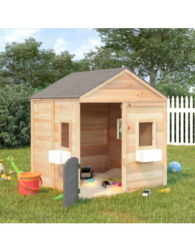 Casetta con Porta Chiudibile e Vasi Fiori Legno Massello Abete