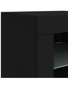 Credenza con Luci LED Nera 60,5x37x67 cm
