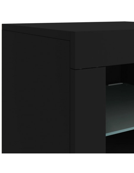 Credenza con Luci LED Nera 60,5x37x67 cm
