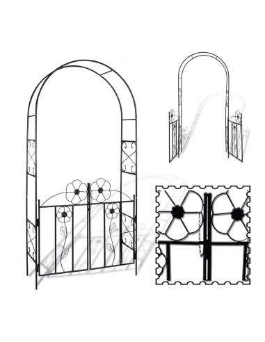 Arco con porta da giardino per piante rampicanti