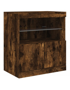 Credenza con Luci LED Rovere Fumo 181,5x37x67 cm