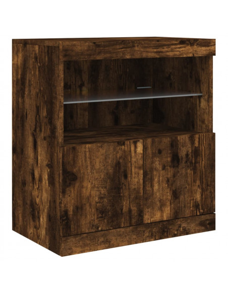 Credenza con Luci LED Rovere Fumo 181,5x37x67 cm