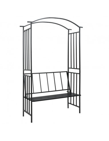 Arco da Giardino con Panca Nero 128x50x207 cm in Ferro