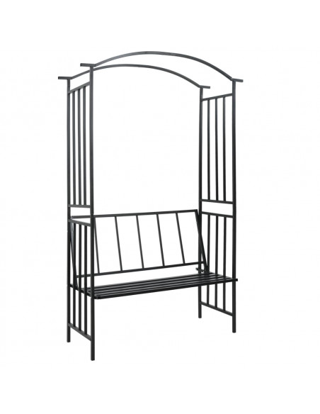 Arco da Giardino con Panca Nero 128x50x207 cm in Ferro