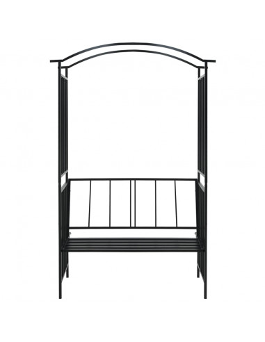 Arco da Giardino con Panca Nero 128x50x207 cm in Ferro