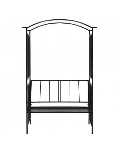 Arco da Giardino con Panca Nero 128x50x207 cm in Ferro