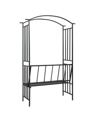 Arco da Giardino con Panca Nero 128x50x207 cm in Ferro