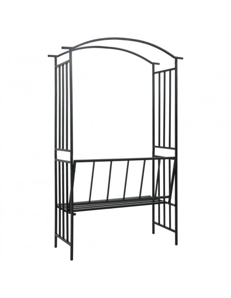 Arco da Giardino con Panca Nero 128x50x207 cm in Ferro