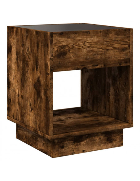 Comodino con LED Infinity Rovere Fumo 40x40x50 cm