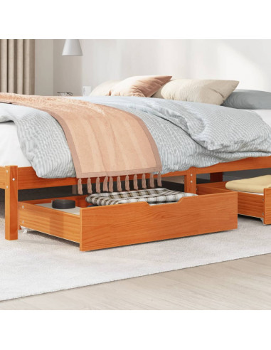 Cassettoni per Letto 2pz Marrone Cera 80x55x16 cm Legno di Pino