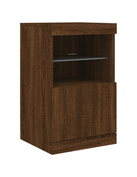 Credenza con Luci LED Rovere Marrone 164x37x67 cm