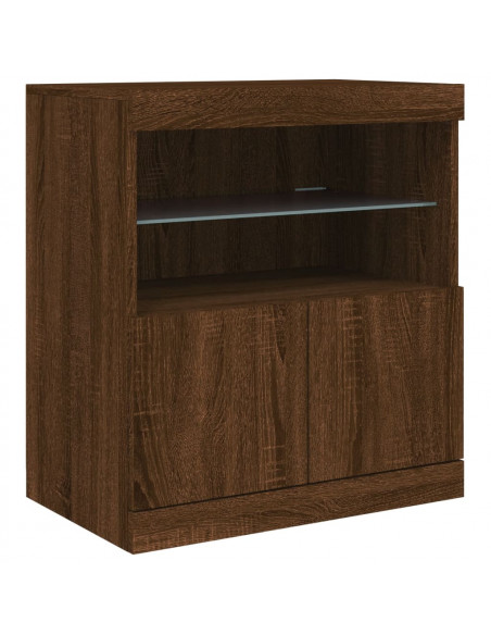 Credenza con Luci LED Rovere Marrone 181,5x37x67 cm