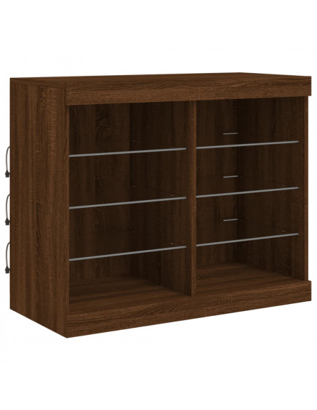 Credenza con Luci LED Rovere Marrone 202x37x67 cm