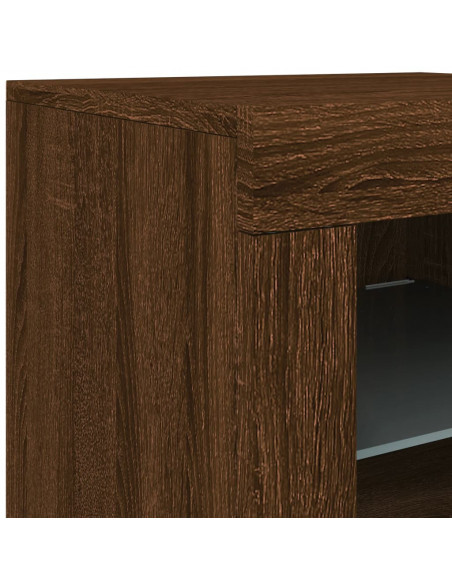 Credenza con Luci LED Rovere Marrone 60,5x37x67 cm